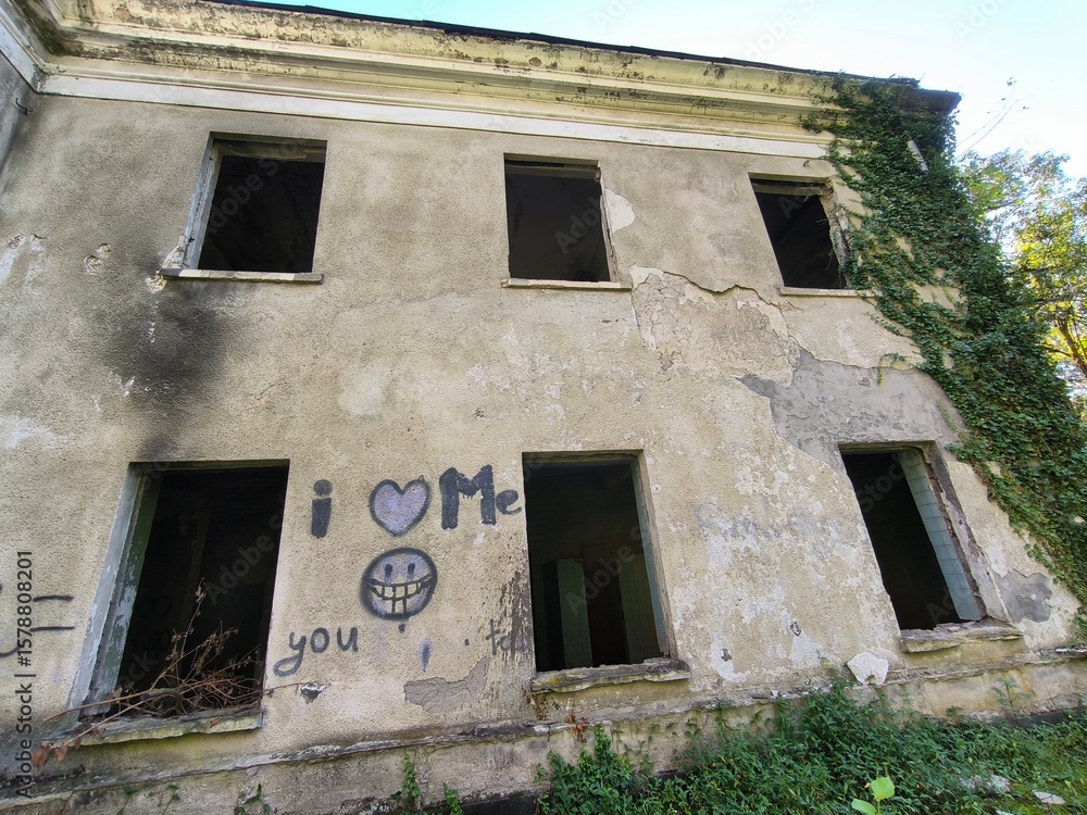 Fototapeta premium Abandoned graffiti building