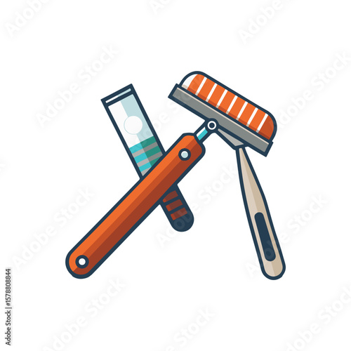 Razor and Shaver: Graphic illustration of a razor and shaver isolated on a neutral backdrop, symbolizing personal grooming, hygiene, and male grooming habits.