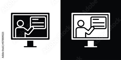 Online course icon simple illustration in flat design