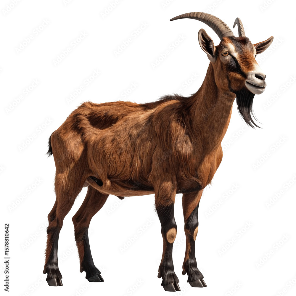 Fototapeta premium 3D goat icon isolated on transparent background. PNG