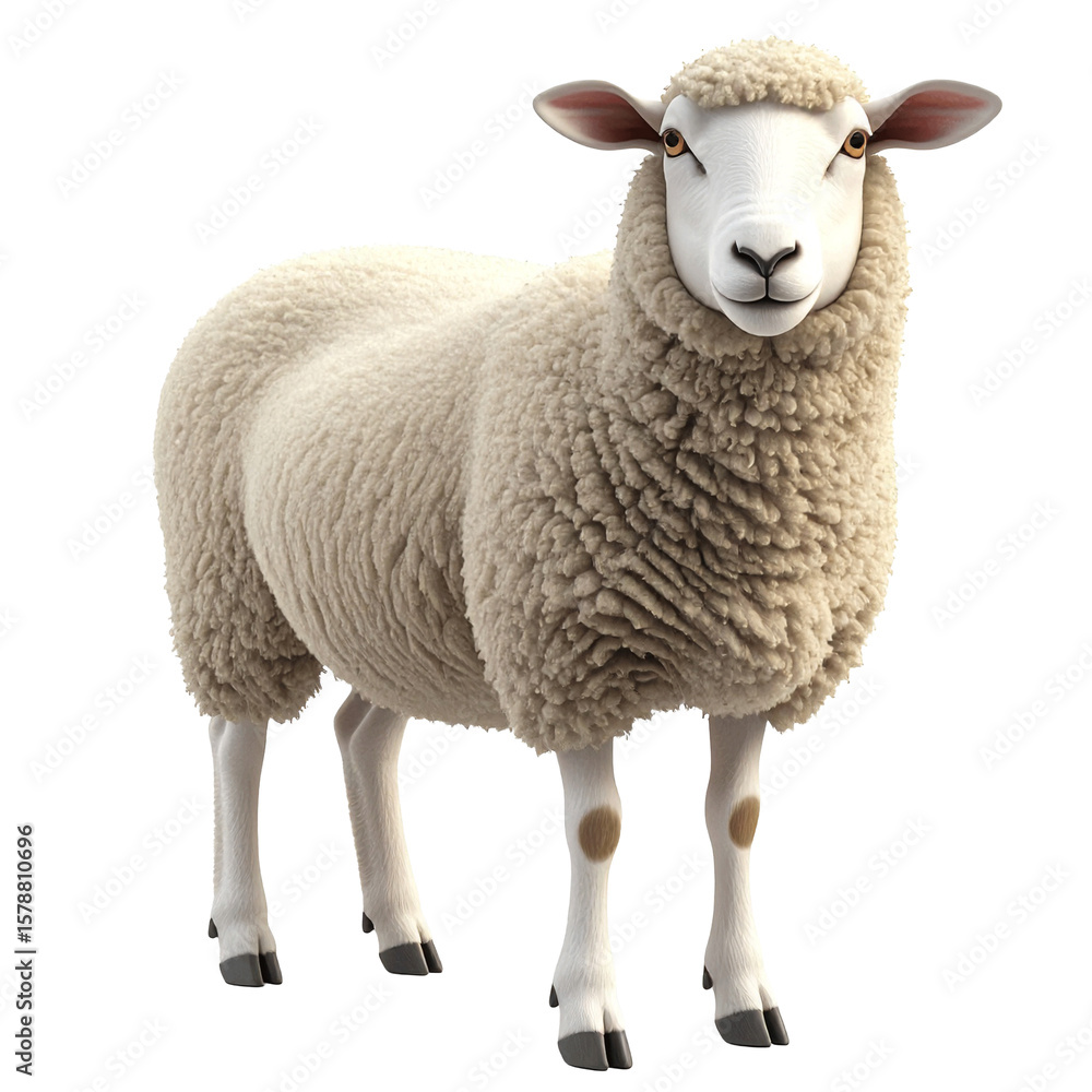 Fototapeta premium 3D sheep icon isolated on transparent background. PNG