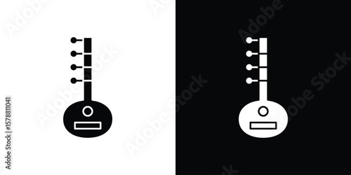 Sitar icon simple illustration in flat design