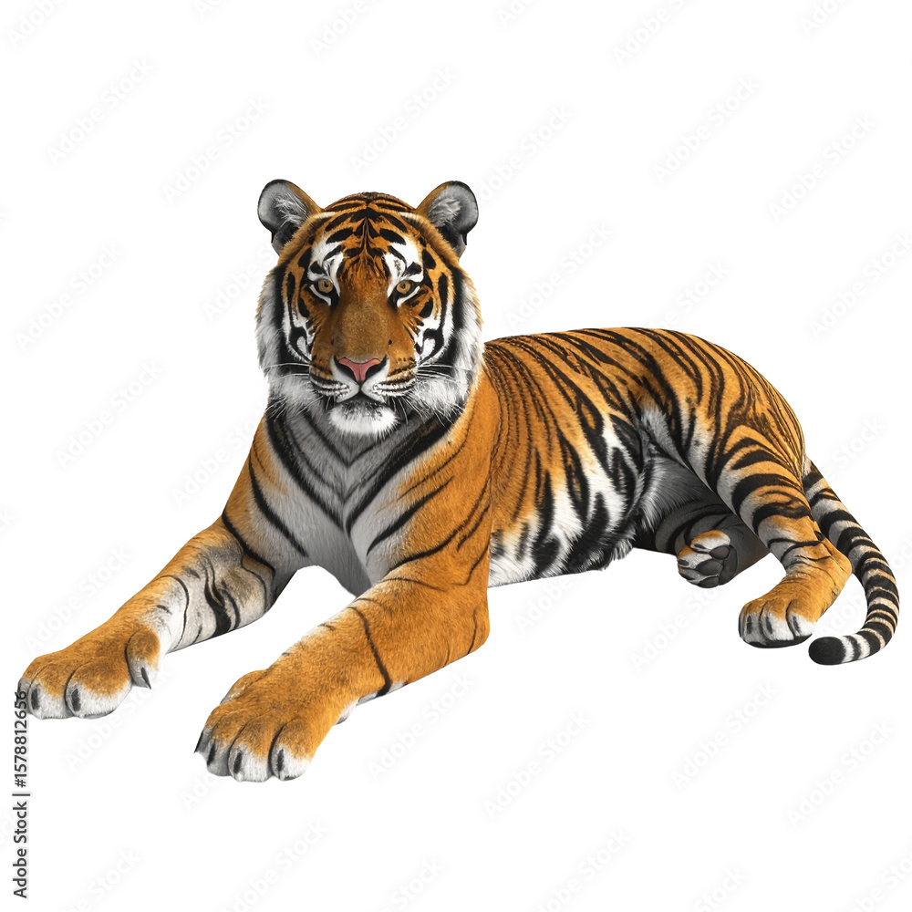 Fototapeta premium 3D tiger icon isolated on transparent background. PNG