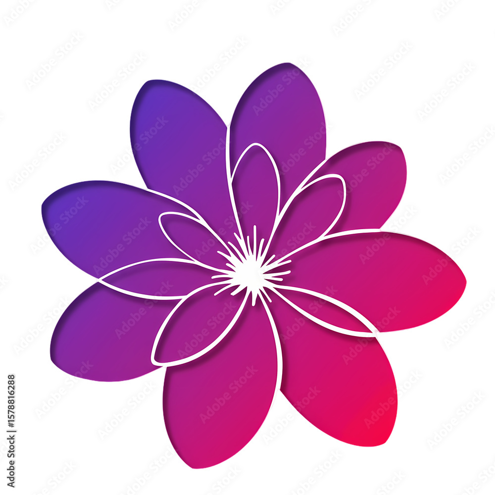 Fototapeta premium Gradient Bloom An Abstract Floral Design isolated on transparent baackground