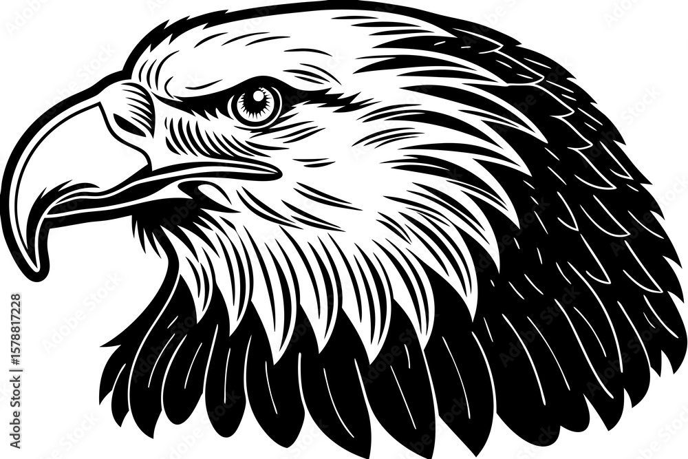 Fototapeta premium A detailed illustration of an eagles head isolated on white background