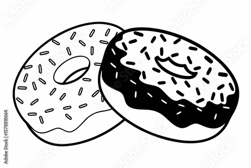 Two donuts with sprinkles are isolated on white background