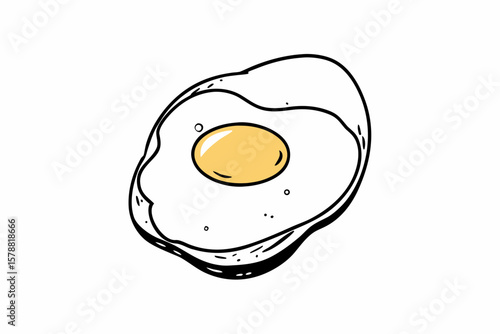 A fried egg is isolated on white background