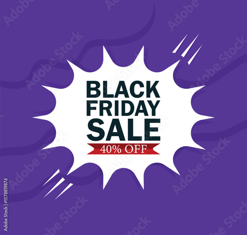 Black Friday Sale Flyer – 40% Off Purple Background Promotion Banner