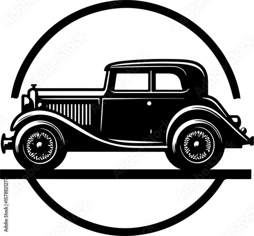 silhouette vector illustration sketch design icon logo symbol transportation car old ethnic classic vintage retro metropolis