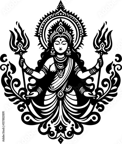 silhouette vector illustration sketch detail design icon logo symbol god goddess mythology hindu classic vintage ethnic traditional 
