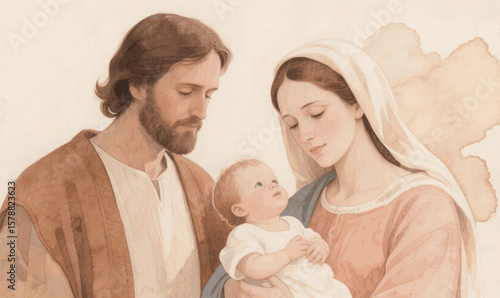 Sanctuary Wash Holy Family isolated watercolor vector illustration svg