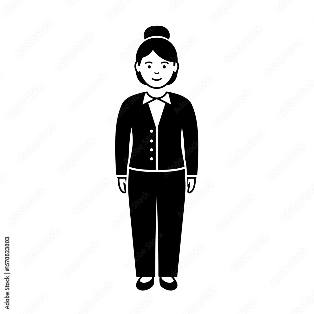 Naklejka premium A businesswoman in a suit stands isolated on white background