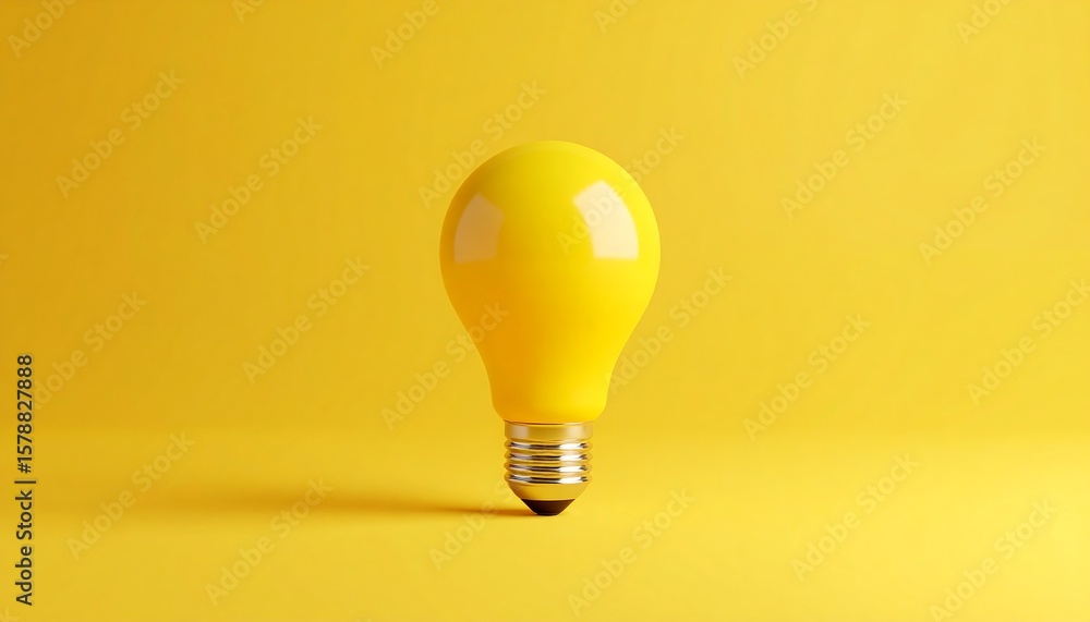 Single yellow lightbulb on yellow background Single yellow lightbulb on yellow background