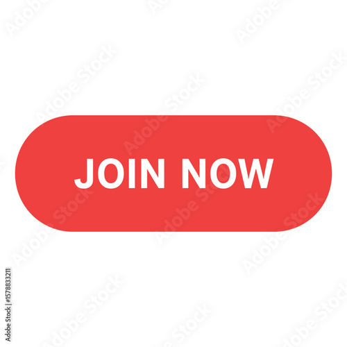 A red join now button with rounded edges is displayed on a white background, encouraging immediate participation