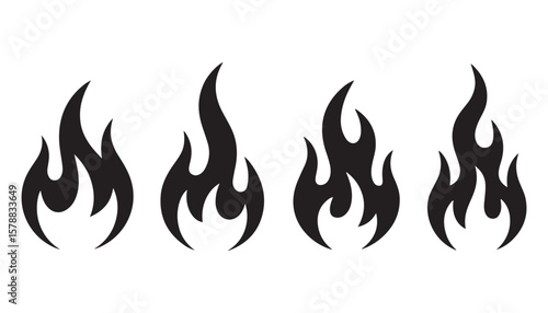 Tribal Flame Icons Set Black Fire Silhouette Vector Tattoo Style Pack
