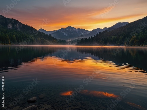 Wallpaper Mural sunset over the lake Torontodigital.ca