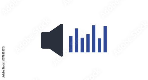 Dark Blue Volume Icon with Sound Bars for Audio Visualization.