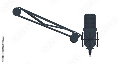 Studio Microphone with Boom Arm Dark Gray Podcast Recording Equipment.
