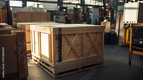 Wallpaper Mural Wooden Crates on Pallets in Warehouse Setting for Shipping Storage Torontodigital.ca