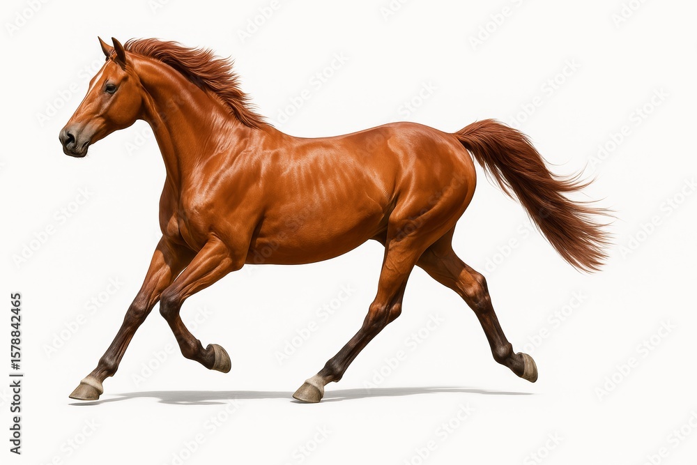 Obraz premium Majestic Horse in Motion: A breathtaking image of a powerful horse in full stride, exuding grace, speed, and the raw beauty of nature. capturing the essence of freedom and vitality.