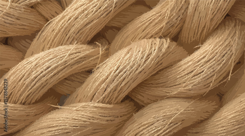 Close up of coiled natural fiber rope showing detailed texture and braiding.