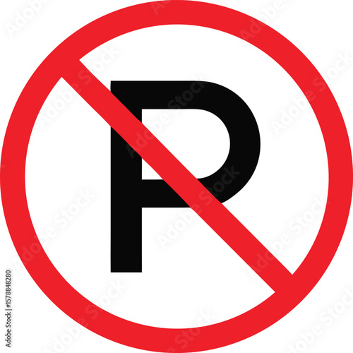No Parking sign vector icon. Traffic regulation symbol isolated on white background.
