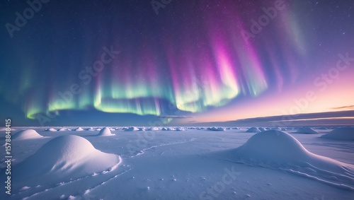 Experiencing the Enchanting Northern Lights Over Snowscape at Night