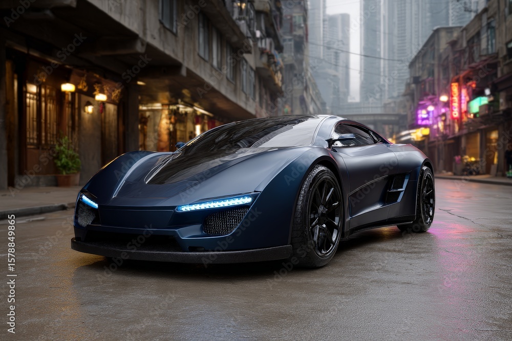 Naklejka premium Futuristic High-Performance Sports Car with Aerodynamic Design