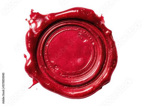 Red wax seal stamp isolated on transparent background