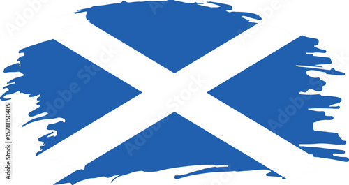 flag of scotland with white saint andrew's cross on blue field in brushstroke texture symbolizing heritage