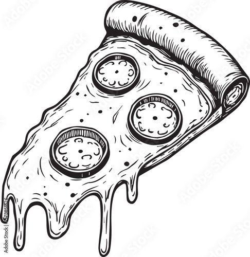 Pizza Slice Illustration: A detailed illustration of a delectable pizza slice with melted cheese, and pepperoni slices.