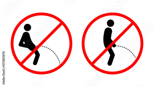No peeing sign on white background, flat vector illustration.