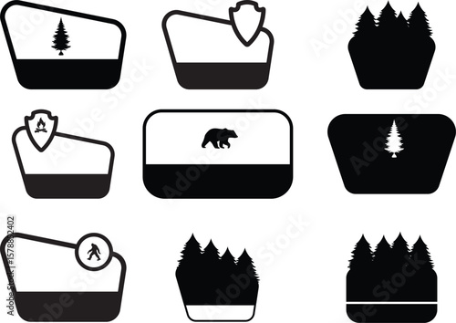 Customizable National Park Sign EPS, Vector File Black and White 
