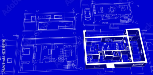  residential architecture planning 3d illustration