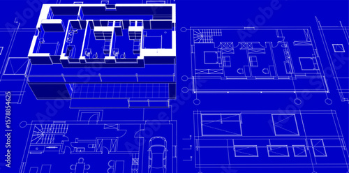  residential architecture planning 3d illustration