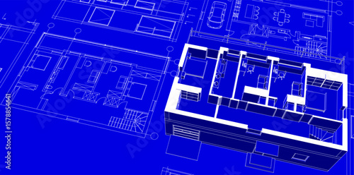  residential architecture planning 3d illustration