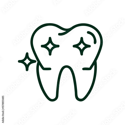 Tooth icon with sparkling effect representing dental hygiene concept  