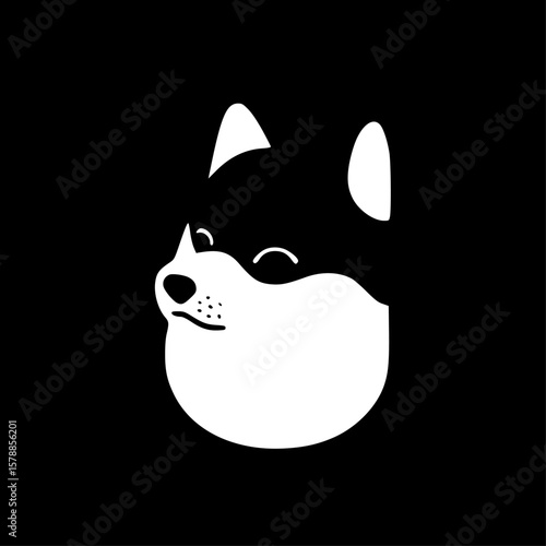 Shiba | Black and White Vector illustration
