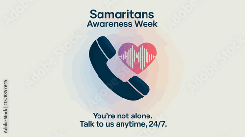 Samaritans Awareness Week Mental Health Support Phone Symbol Illustration