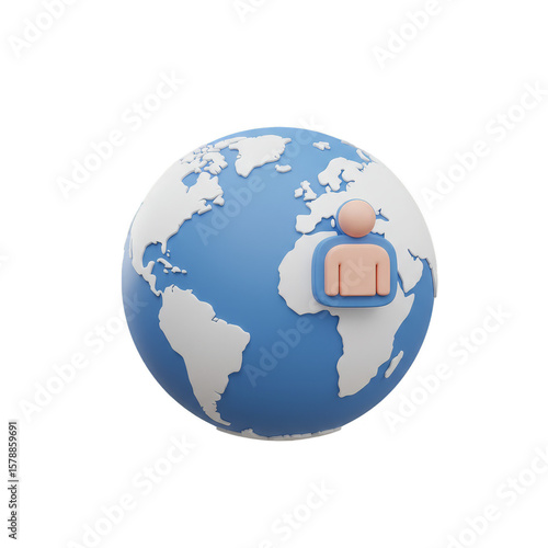 3D Globe With a Person Concept for Global Network Connection