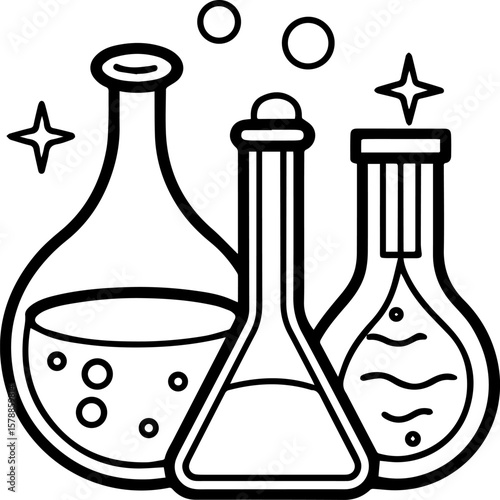 Laboratory black outline vector and illustration, coloring book page