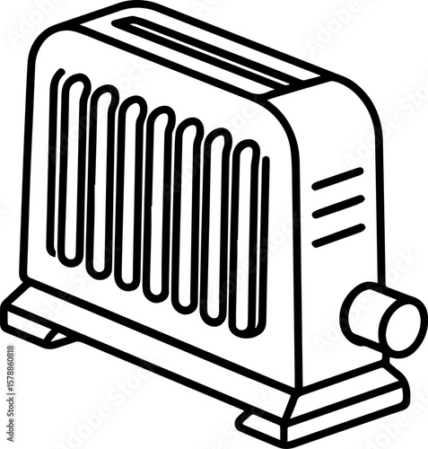Heater  outline vector and illustration, coloring book page