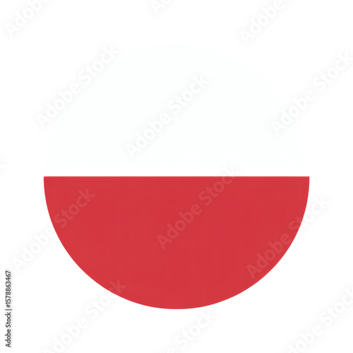 This round graphic presents the Poland flag featuring its national white and red colors, transparent background