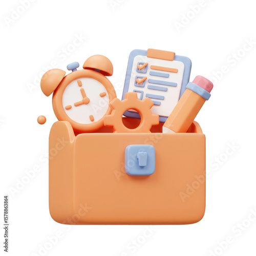 3d Orange Toolkit for Time Management Project Deadline Organization