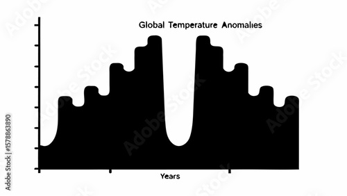 Black and white temperature anomaly graph display