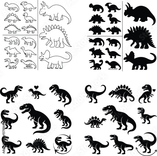 Dinosaur Illustrations and Silhouettes prehistoric