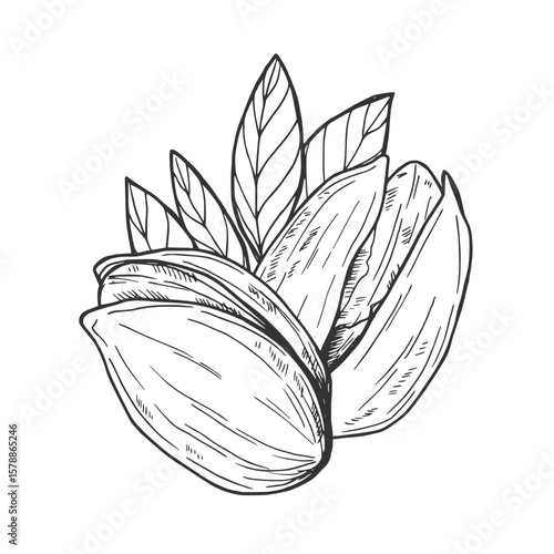 Hand drawn Pistachio Nuts Sketch Illustration
