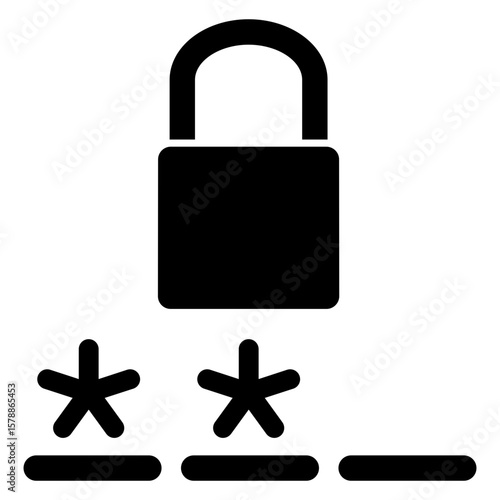 Icono login. Silueta de candado cerrado con asteriscos 