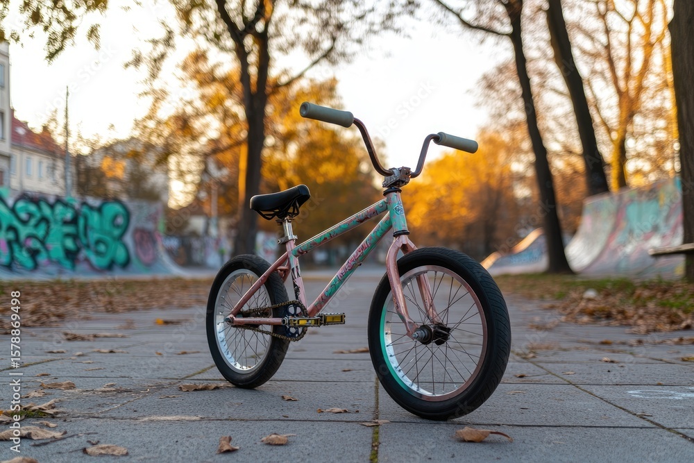 Fototapeta premium Stylish pastel bicycle outdoors