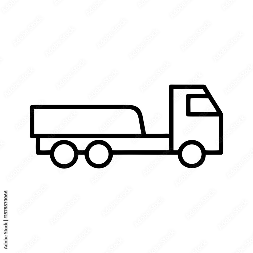 Heavy-duty truck outline illustration in minimalist style Heavy-duty truck outline illustration in minimalist style
